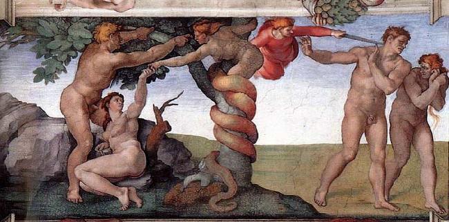 Michelangelo Buonarroti The Fall and Expulsion from Garden of Eden China oil painting art